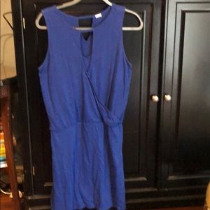 Blue Sleeveless cotton dress lined